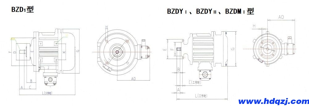 BZDⅠ、BZDYⅠ、BZDYⅡ、BZDMⅠ隔爆型錐形轉(zhuǎn)子三相異步電動(dòng)機(jī)外形尺寸圖.jpg